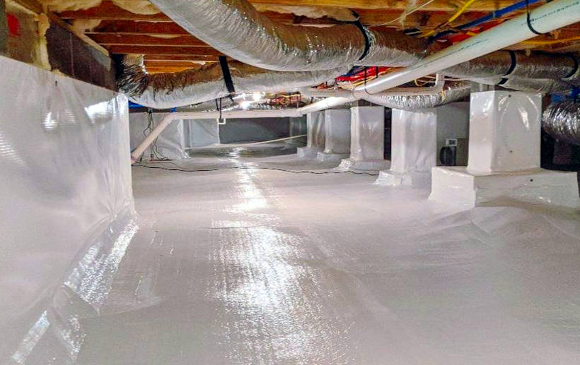 Crawl space encapsulation - clean , waterproof